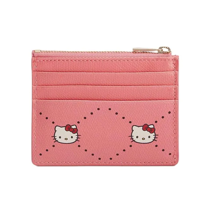Furla Hello Kitty Collaboration 1927 Collection Leather Card Holder Small Size Women's Pink-1