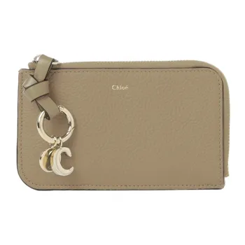 Chloe Alphabet Grained Calfskin Coin Purses Wallets Women's Slate Green