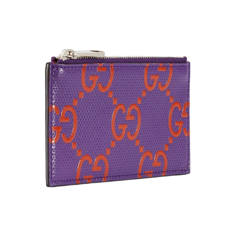 GUCCI Leather Card Holder Card Holder Women's Purple-2