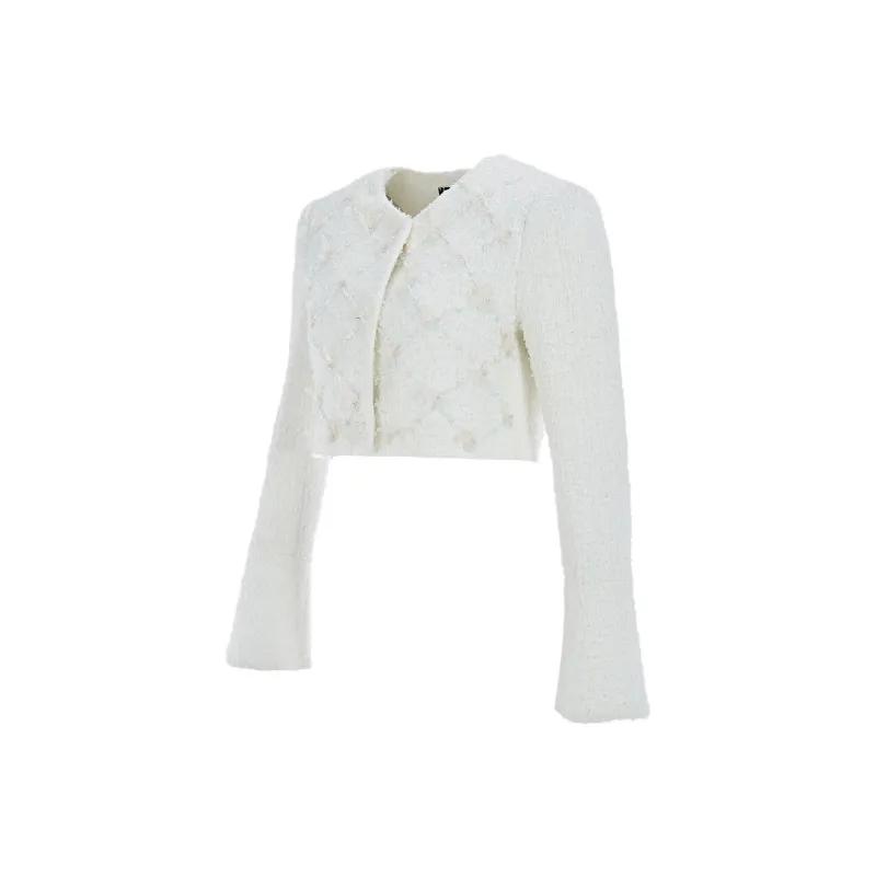 Marie Elie Cropped Coats Women's White-2