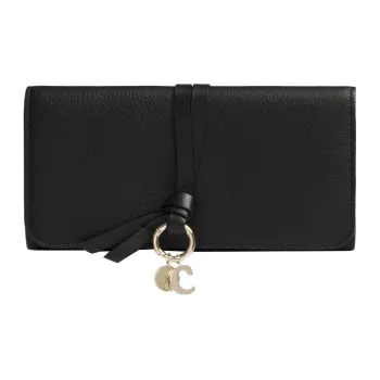 Chloe Alphabet Grain Calfskin Wallet Women's Black