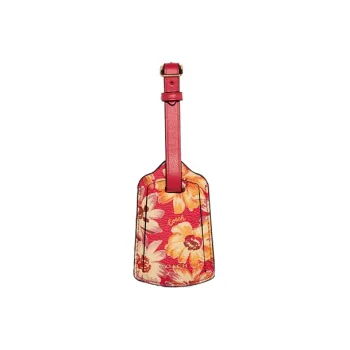 COACH Luggage Canvas With Leather Pendant Luggage Tag Bag Accessory Women's Red Yellow Multicolor