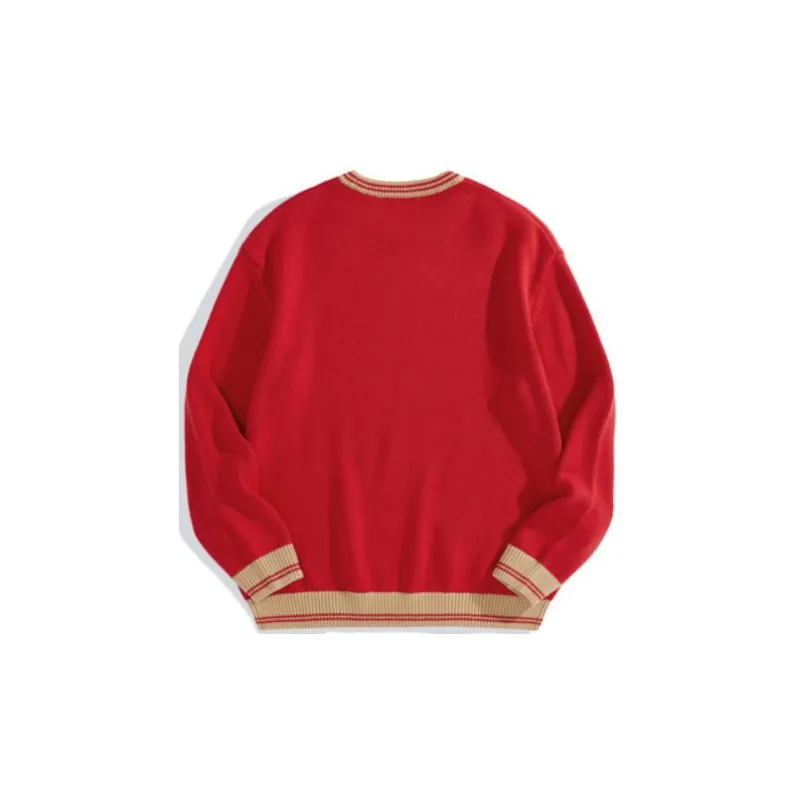 PEACEBIRD MEN CNY Pixel Series Sweater Men's Red-1