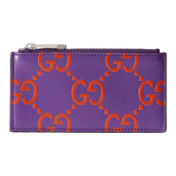GUCCI Leather Card Holder Card Holder Women's Purple