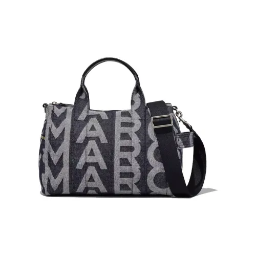 MARC JACOBS Jacquard Fabric With Leather Handbag, Shoulder Bag Large Size Women's Gray