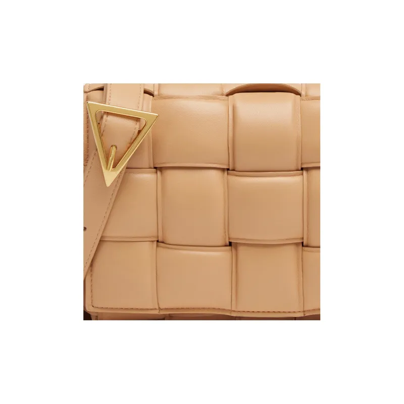 Bottega Veneta Padded Intreccio Cassette Crossbody Bag Almond-4