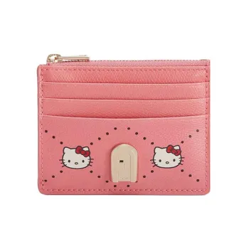 Furla Hello Kitty Collaboration 1927 Collection Leather Card Holder Small Size Women's Pink