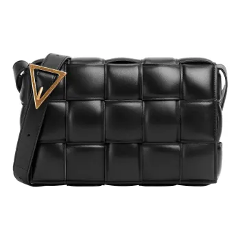 Bottega Veneta Padded Intreccio Cassette Crossbody Bag Black