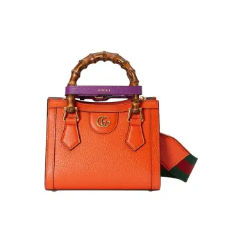 GUCCI Diana Leather Tote Bag Shopping Bag Shoulder Bag Handbag Mini Women's Orange