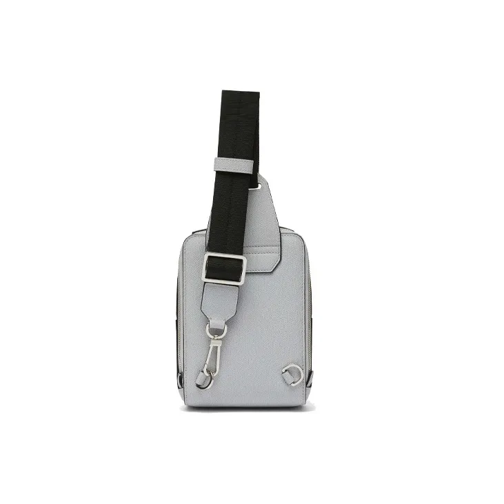 Valextra V Line Calfskin Crossbody Bag, Shoulder Bag Mini Men's Gray-2