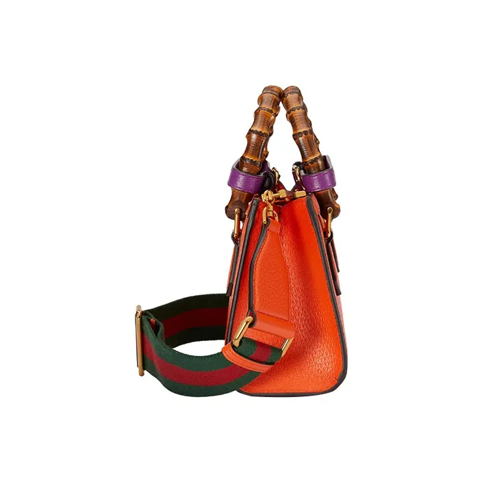 GUCCI Diana Leather Tote Bag Shopping Bag Shoulder Bag Handbag Mini Women's Orange-4