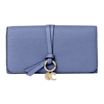 Chloe Alphabet Grained Calfskin Wallet Women's Navy