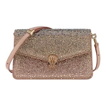 BVLGARI Serpenti East West Suede Crossbody Bag, Shoulder Bag Women's Pink