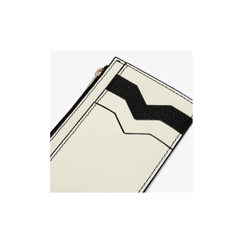 Valextra Leather Card Holder, Coin Purse Men's White/Black-3