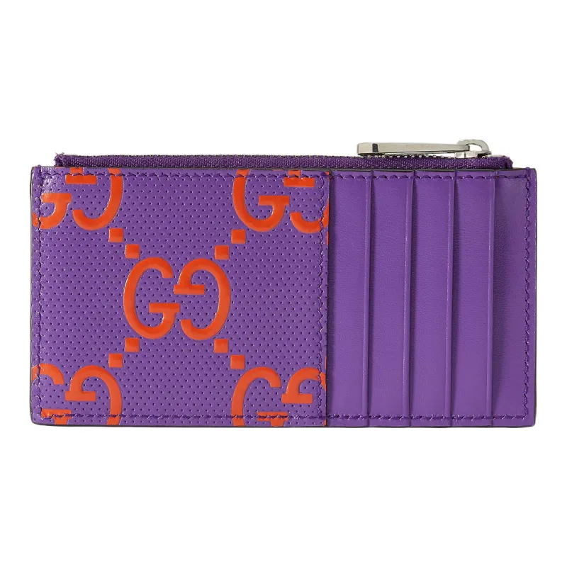 GUCCI Leather Card Holder Card Holder Women's Purple-1