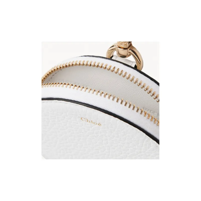 Chloe Alphabet Calfskin Coin Purses Wallets Small Size Women's White-3