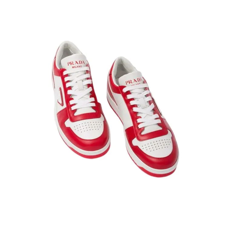 PRADA Downtown Leather Sneakers Red-3