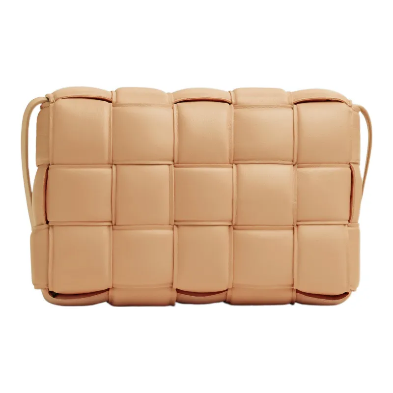 Bottega Veneta Padded Intreccio Cassette Crossbody Bag Almond-2
