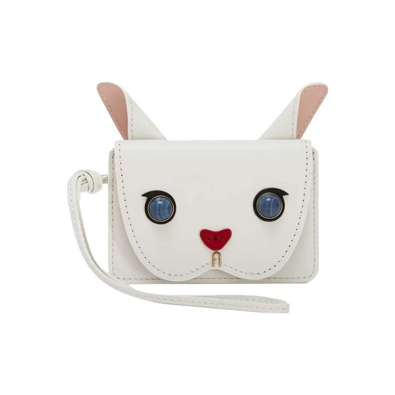 Furla Allegra Calfskin Card Holder Small Size Women's White-0