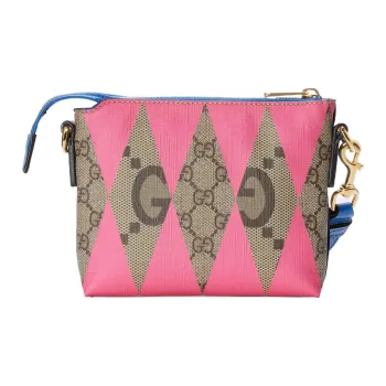 GUCCI Canvas With Leather Messenger Bag, Crossbody Bag, Shoulder Bag Men's