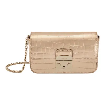 Furla Metropolis Collection Calfskin Handheld Shoulder Bag Crossbody Bag Medium Size Women's Gold