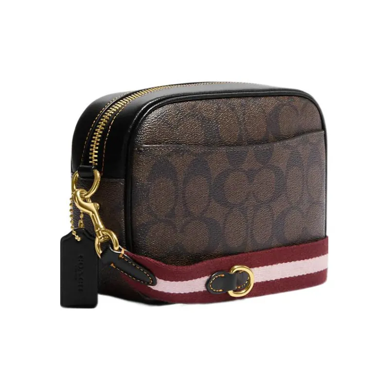COACH Jamie Canvas With Leather Camera Bag Shoulder Bag Crossbody Bag Mini Women's Dark Brown-1