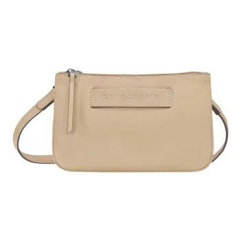 LONGCHAMP 3D Cow Leather With Sheepskin Trim Shoulder Bag Crossbody Bag Small Size Women's Beige