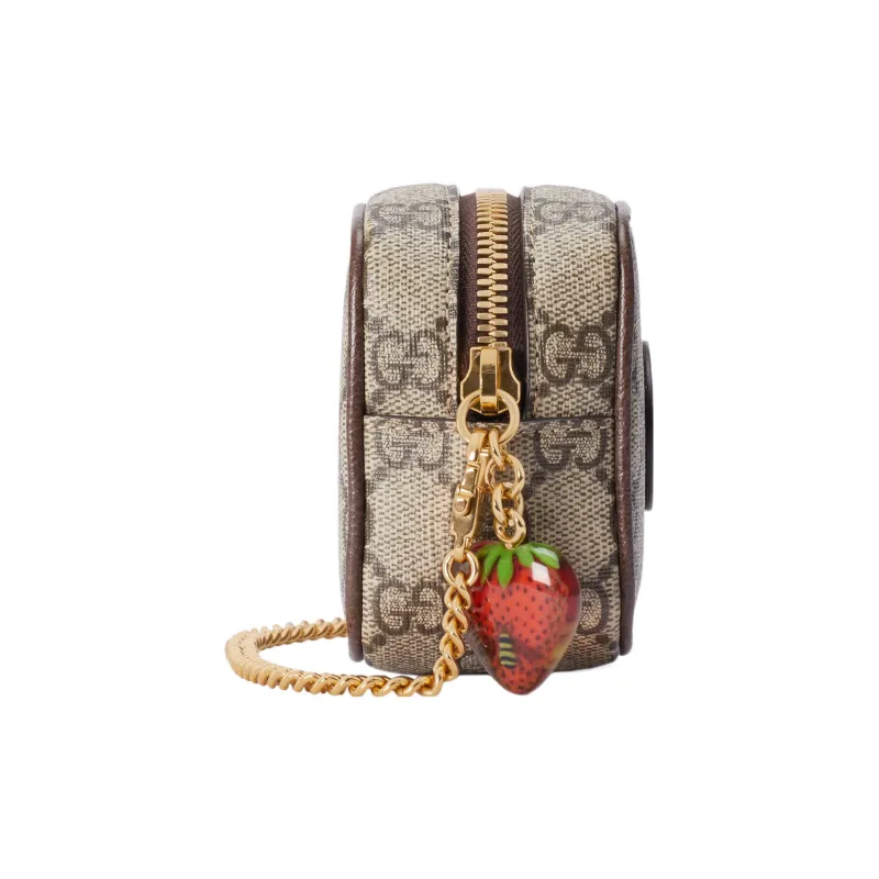 GUCCI Canvas With Leather Box Bag Wallet Coin Purse Women's Brown-4