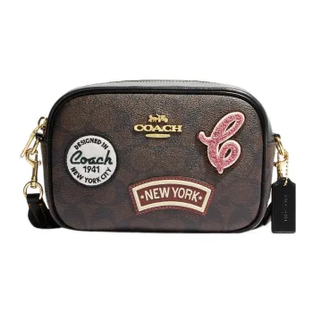 COACH Jamie Canvas With Leather Camera Bag Shoulder Bag Crossbody Bag Mini Women's Dark Brown