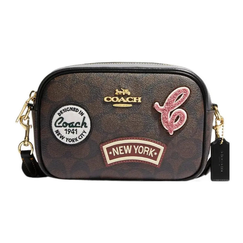 COACH Jamie Canvas With Leather Camera Bag Shoulder Bag Crossbody Bag Mini Women's Dark Brown-0