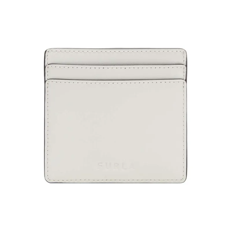 Furla King Calfskin Patent Leather Fabric Fabric Card Holder Small Size Women's White Black Gold Multicolor-1