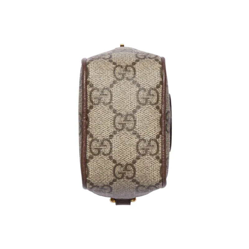 GUCCI Canvas With Leather Box Bag Wallet Coin Purse Women's Brown-7