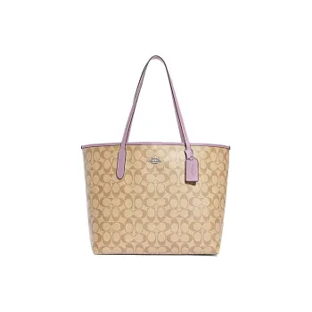 COACH City PVC Tote Bag Shopping Bag Shoulder Bag Handbag Large Size Women's Light Khaki