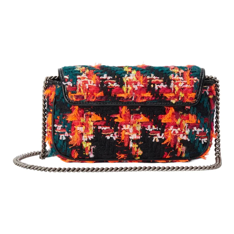 GUCCI Marmont Tweed With Leather Crossbody Bag Shoulder Bag Women's Black-2