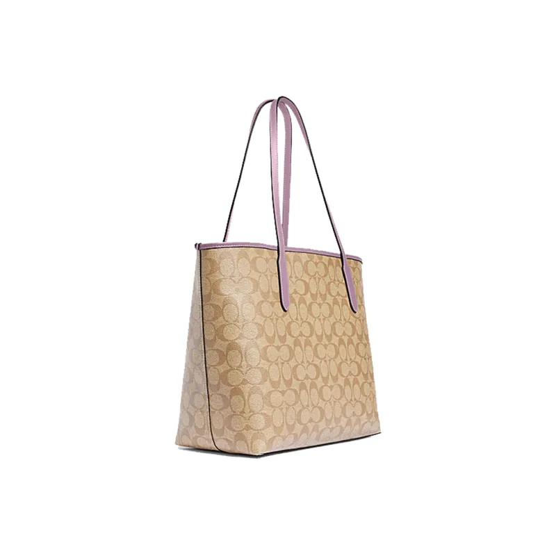 COACH City PVC Tote Bag Shopping Bag Shoulder Bag Handbag Large Size Women's Light Khaki-1