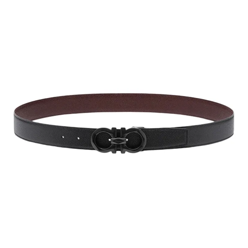 FERRAGAMO Double-Sided Minimalist Style Casual Fashion Smooth Buckle Men's Width: 3.5cm-0
