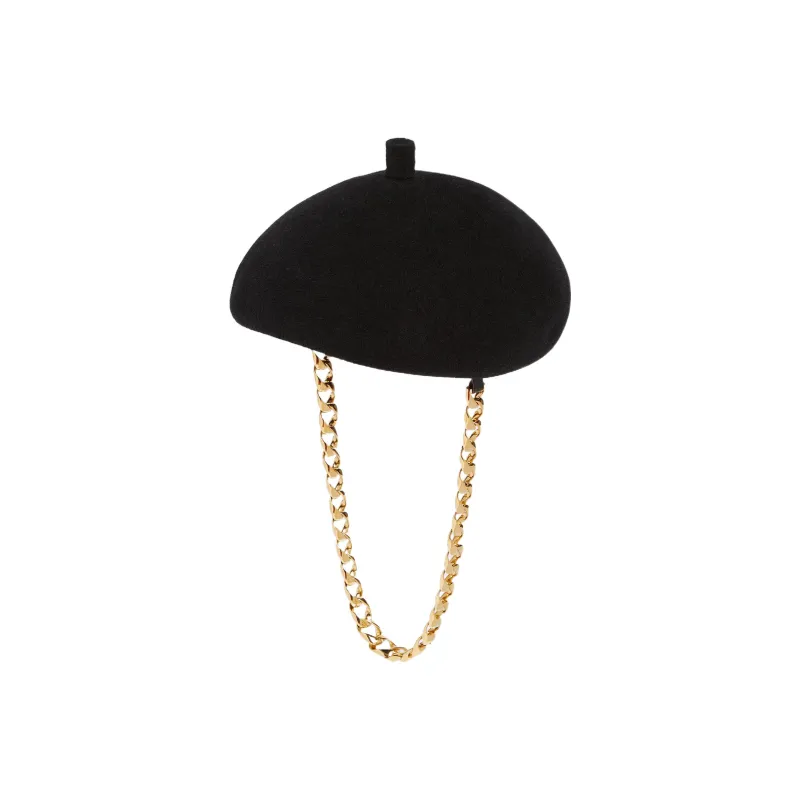 GUCCI Cotton Cow Leather Rabbit Fur Berets Women's-1