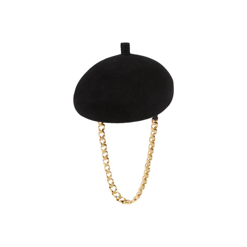 GUCCI Cotton Cow Leather Rabbit Fur Berets Women's-0