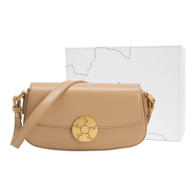 VENOF Cow Leather Shoulder Bag Trumpets Women's Pear Brown/Vintage Red/Fran White-61