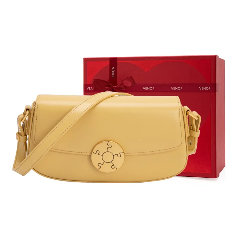 VENOF Cow Leather Shoulder Bag Trumpets Women's Pear Brown/Vintage Red/Fran White-35
