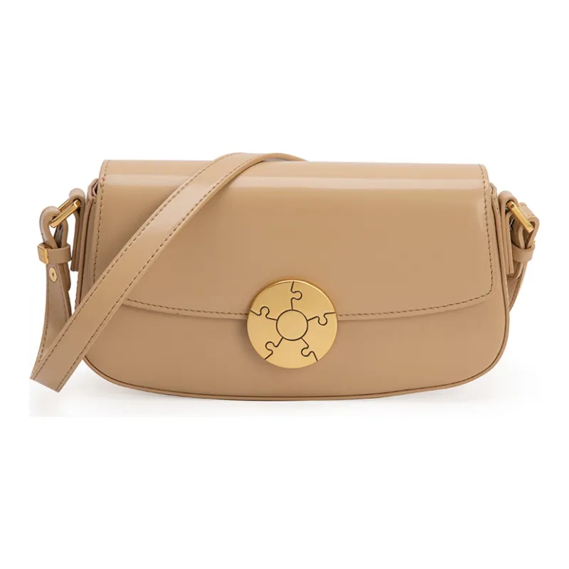 VENOF Cow Leather Shoulder Bag Trumpets Women's Pear Brown/Vintage Red/Fran White-53