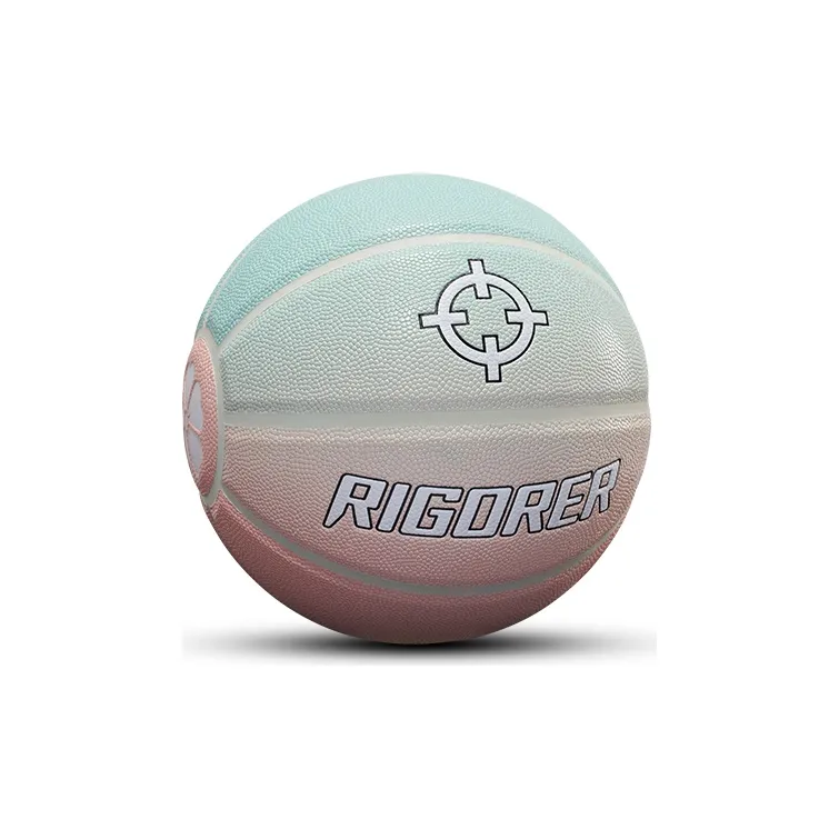RIGORER PU Basketball Pink Green Gradient Size 7 Ball Training Competition Unisex-2