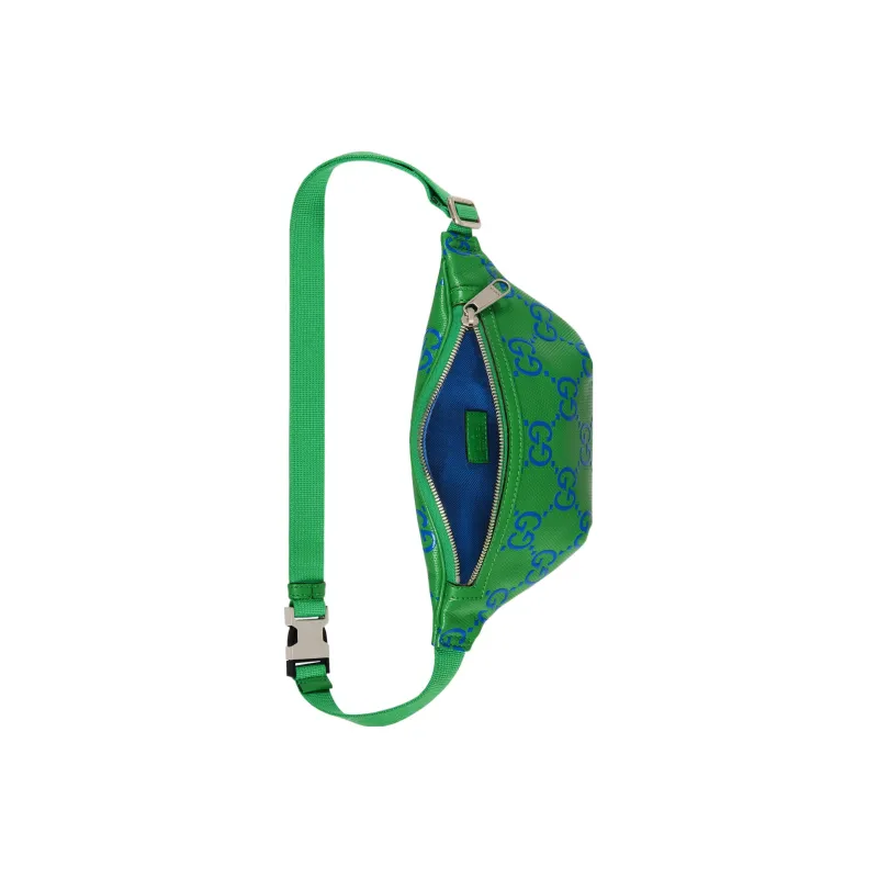 GUCCI Leather One Shoulder Crossbody Bag, Sling Bag, Fanny Pack Men's Green-6
