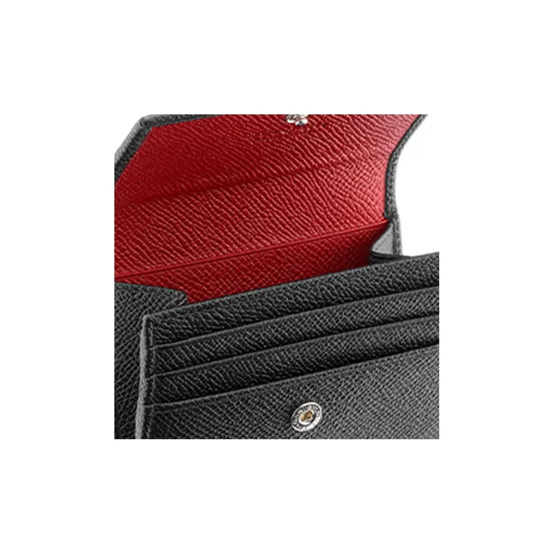 BVLGARI Calfskin Business Card Holder Card Case Women's Black-4