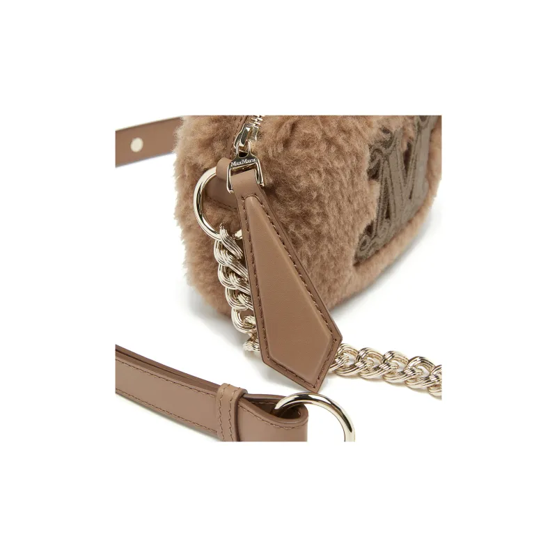 MaxMara Camel Hair Camera Bag, Shoulder Bag, Crossbody Bag Large Size Women's Camel Brown-4