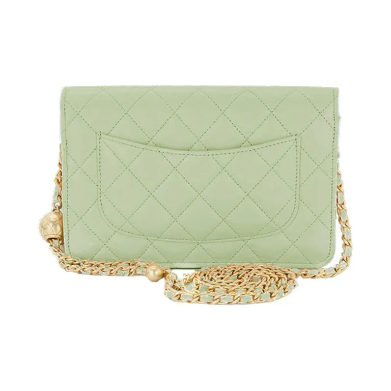 CHANEL WOC Smooth Lambskin Shoulder Bag, Crossbody Bag Women's Mint Green-4