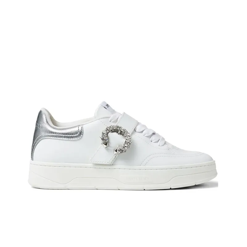 Jimmy Choo Osaka Lace Up Low Top Stylish Skateboarding Shoes Women's White-1