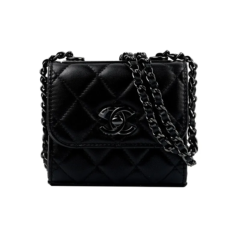 CHANEL Trendy CcSo Black Lambskin Shoulder Bag, Crossbody Bag Mini Women's Pure Black-4