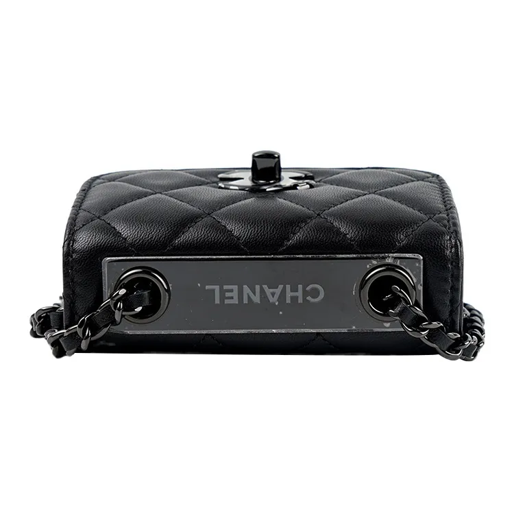 CHANEL Trendy CcSo Black Lambskin Shoulder Bag, Crossbody Bag Mini Women's Pure Black-8