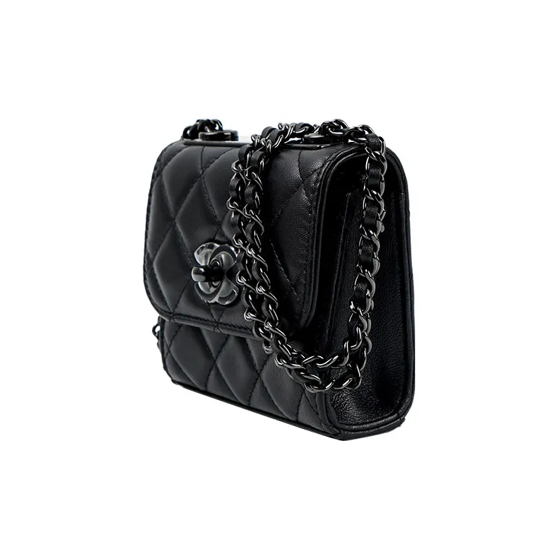 CHANEL Trendy CcSo Black Lambskin Shoulder Bag, Crossbody Bag Mini Women's Pure Black-5